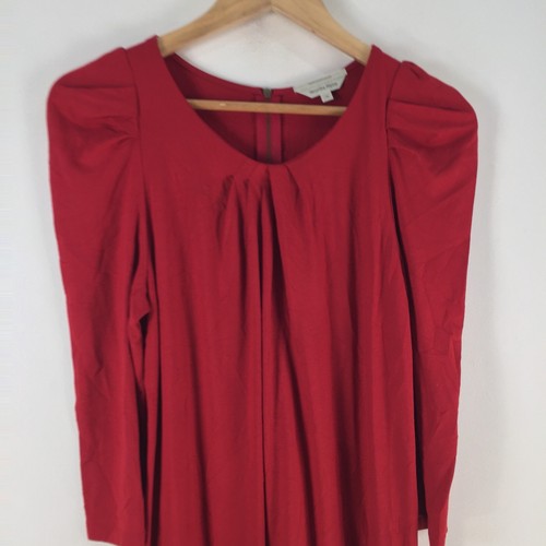 Veronika maine dress womens 12 shift red long sleeve round neck viscose 112157 - Picture 2 of 9