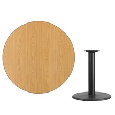 42" Round Natural Laminate Table Top With Base - Table Height Restaurant Table