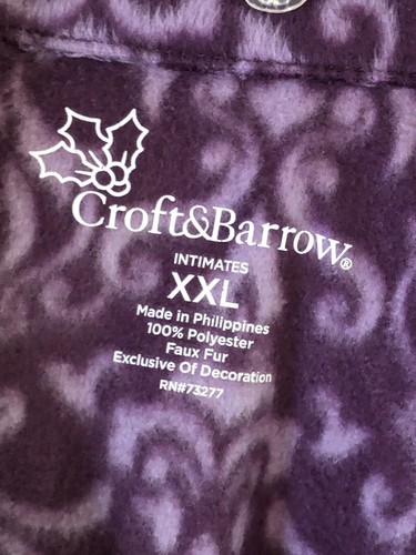 CROFT & BARROW Faux Fur  Long Sleeve Drawstring Pajama Set Purple Womans XXL - Picture 3 of 6