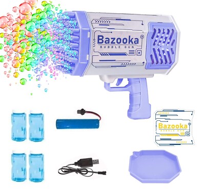 Bubble Machine Gun 69 Holes Bubbles Maker Gun with Colored Lights for Kids
