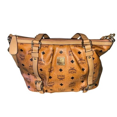 MCM Visetos Medium Essentials Shopper Tote Cognac Authentic Pre-Loved