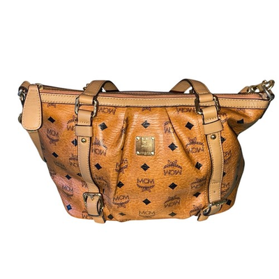 #ad MCM Visetos Medium Essentials Shopper Tote Cognac Authentic Pre Loved $350.00