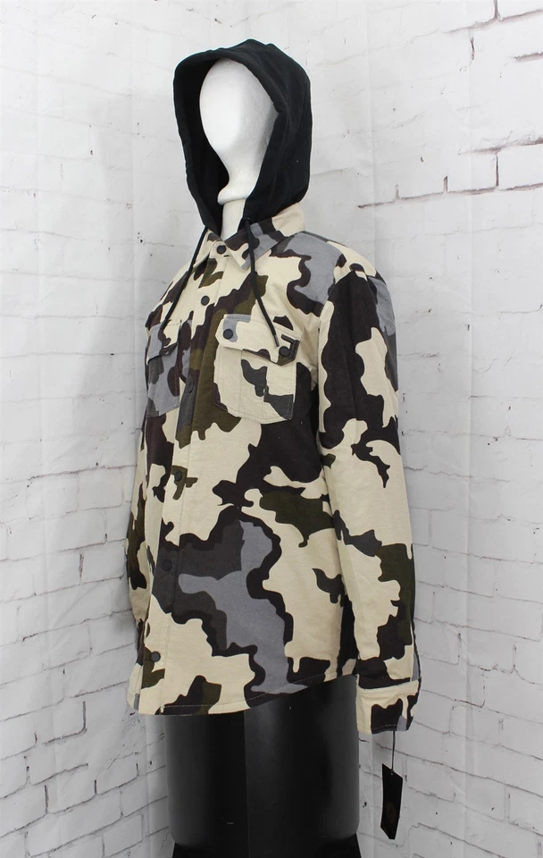 Camisa de nieve de franela aislada Volcom Field chaqueta para hombre pequeña taladro caqui Foto 3 de 4