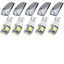Cciyu 5x Smoke Cab Roof Marker Lenses Lamp +5x Led Bulbs White for Chevy for Gmc