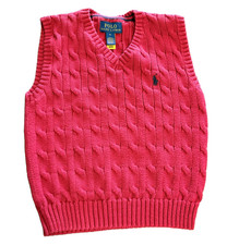 Polo Ralph Lauren Red Cable-Knit Cotton Sweater Vest Boys Size 4 Holiday Wear