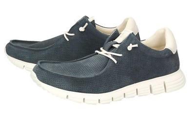 Sioux Halbschuh MOKRUNNER Blau Nubukleder Slipper Flacherschuh Mokassin 10720