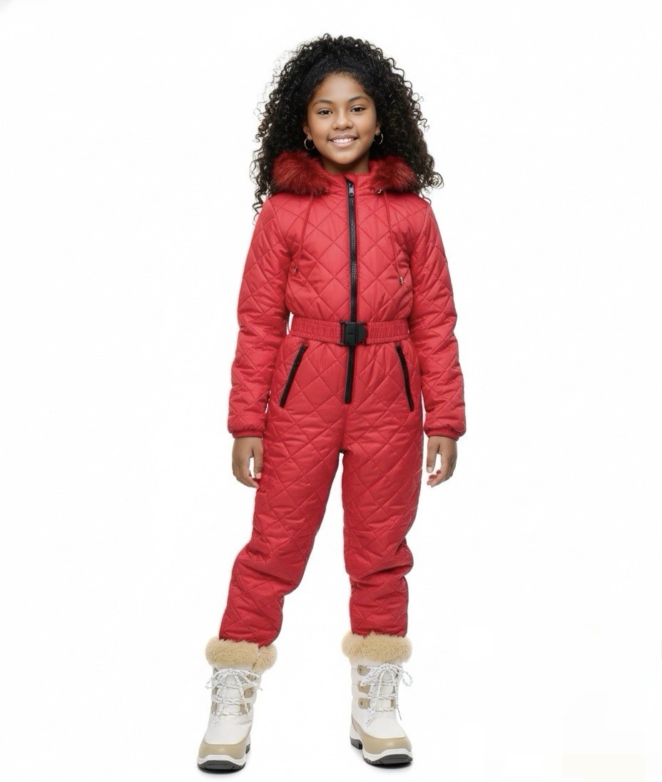 Girls Red One Piece Snowmobile Snowsuit Insulated Ski Suit Kids Size 12-14 NEW