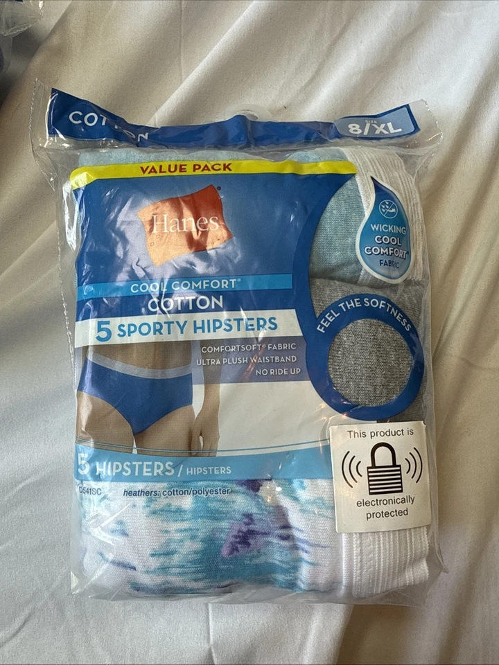 Paquete de 2 paquetes de 5 hipsters deportivos de algodón para mujer Hanes con comodidad fresca talla XL Foto 3 de 4