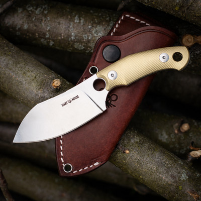 Giant Mouse GMF1-XL Fixed Knife 3.38'' Full Tang Elmax Steel Blade Brass Handle