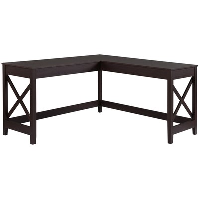 57'' L-Shaped Corner Desk | Home Office Desk | Brown