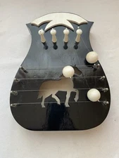 VTG Door Harp Horse Welcome Black Laquer Wood Door Chime Western Design REPAIR