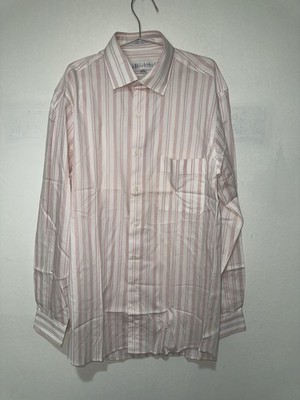 Perry Ellis Portfolio Classic Dress Shirt White And Pink Stripe 15 32/33