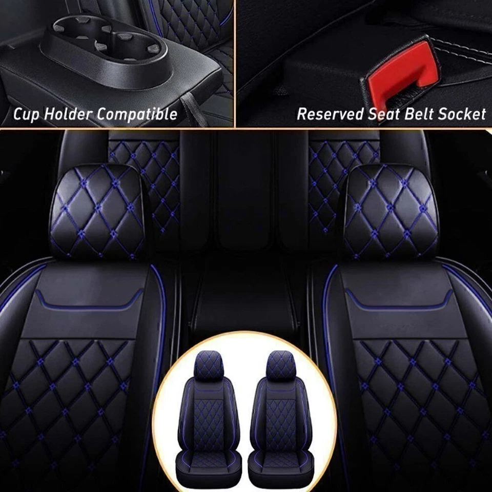 Fundas de cuero para coche Chevrolet Silverado GMC 1500 2500HD 3500HD 5 asientos EE. UU. Foto 4 de 4