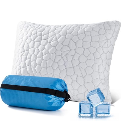 Small Travel Pillows for Sleeping, Cooling Memory Foam Camping Pillow, Backpa