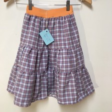 Skirt Girls 2/3 Maxi Plaid Blue  Orange Ruffle Tier Cotton Mom and Pop's Kids