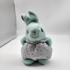 Adorable Vintage Russ Plush Easter Bunny stuffed Animal Lovey Blue Floral