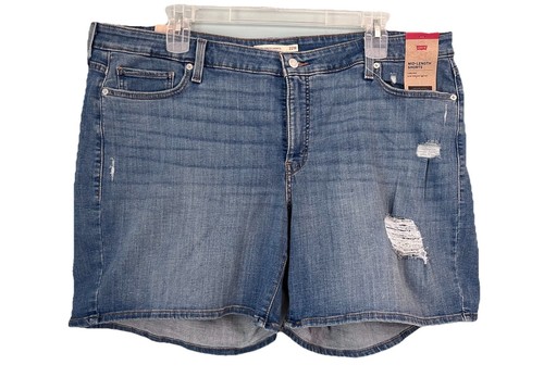 Pantaloncini jeans Levi’s strappati invecchiati taglia 22W lunghezza media 44”- 45” vita nuovi con etichette - Foto 12 di 13