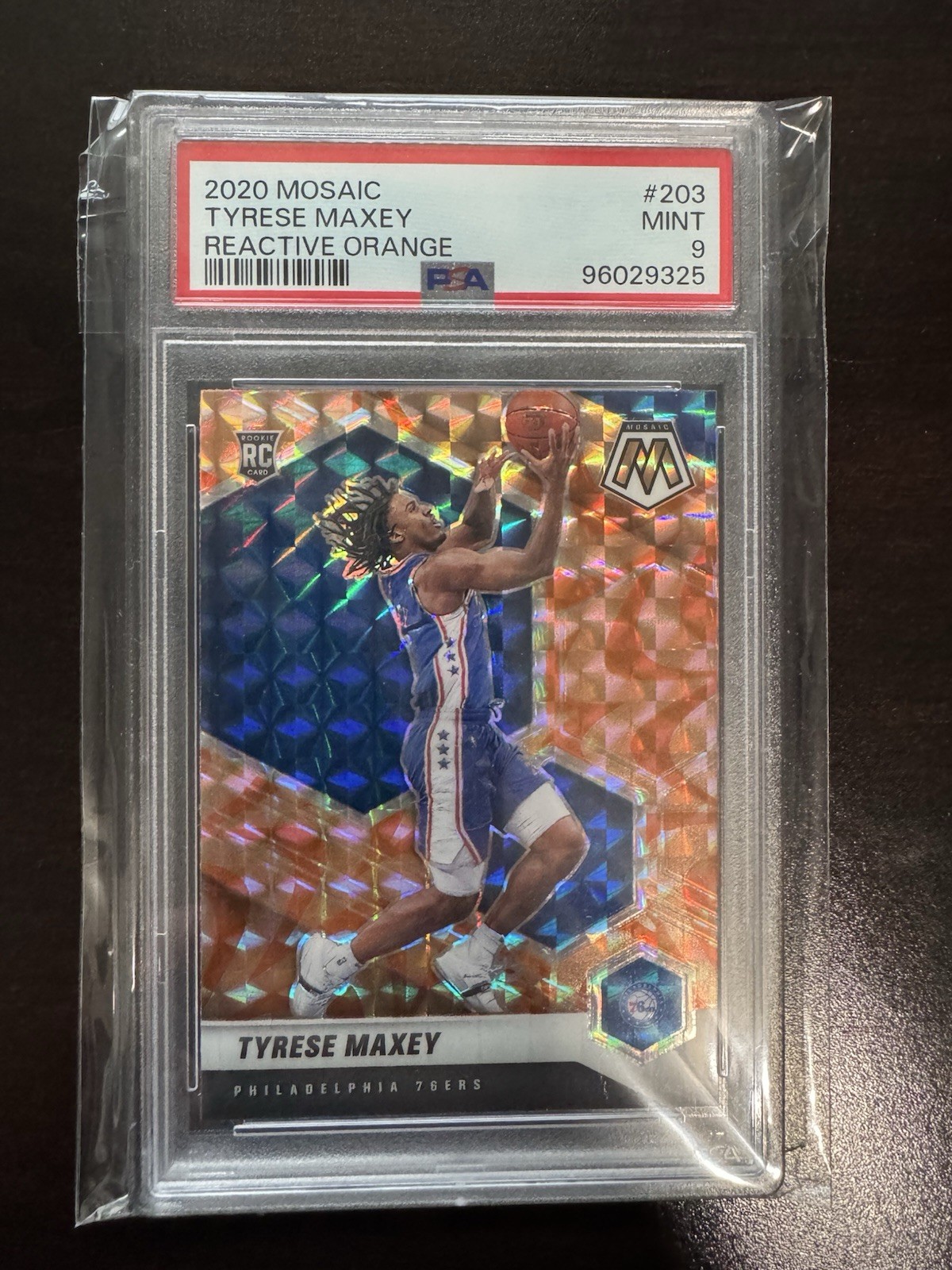 Tyrese Maxey 2020 Panini Mosaic Reactive Orange RC PSA 9 76ers #203