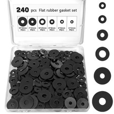 Zefphxs 240 Pcs Rubber Washers Assortment Kit, 12/16/18/20/25/30 mm Black Rub...