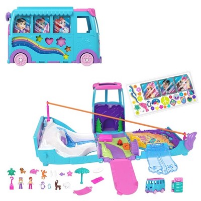 Micro Dolls and Transforming Camper Van Vehicle, Accessories Include Pets and...