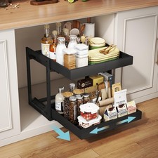 2-Tier Expandable Pull Out Cabinet Organizer - Pull-Out Drawers for Kitchen C...