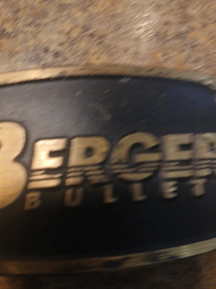 Hebilla de cinturón Berger Bullets vintage tono dorado latón EE. UU. Foto 2 de 4