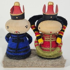 Mongolian Folk Art Emperor Empress Doll Figur...