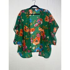 Boho Floral Swoon Kimono Cardigan Wrap Women Medium Green SWJ-2253