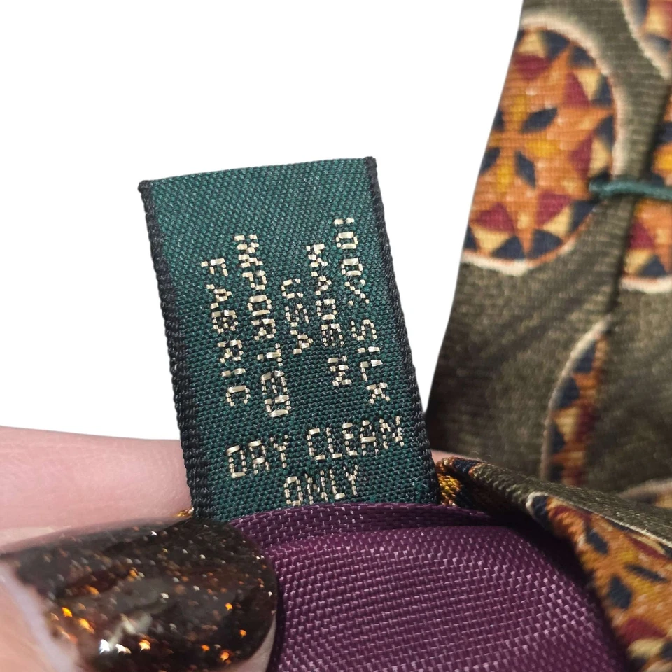 Corbata vintage con patrón de medallón de seda J.CREW verde naranja para hombre prendas de cuello de lujo Foto 4 de 4