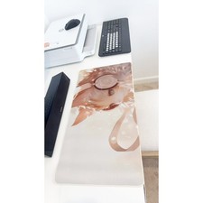 Warm Tone Kitten with Headphones Large Mouse Pad 23.6"x11.5" Anti-Slip Desk Dec