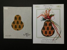 Christmas Trees on Bosc PEAR w/Stitch Guide CT55 Stitch Painted Needlepoint