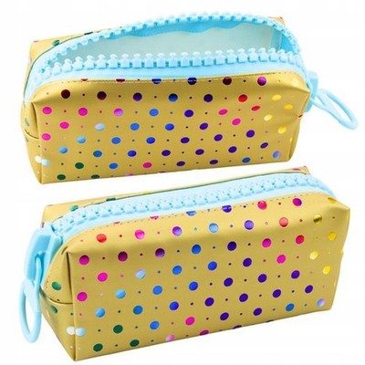 Organizer Pencil Case Colorful Dots Large Zipper Gold School