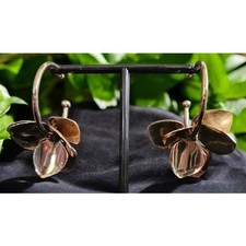 Goldtone Large 3D Flower Hoop Earrings