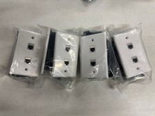 Lot of 8 RJ45 2 Port Wall Plate Cat7 Keystone Jacks with Low Volt Ring - NEW  