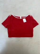 Free People GNASH Towelling Bateau Swim Tee. Red/White. Medium. RRP £98.