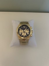 Image of Brand New Guess Gold Tone Equity Analogue Quartz Blue Dial Watch GW0703G6