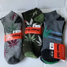 Power Club Ankle Multi Colored HEMP / WEED Socks 9-13 Anklet  9 PAIRS  NWT