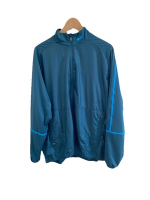 NIKE Windbreaker Jacket XL Green Swoosh Full Zip Lightweight Golf