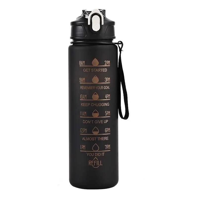 With Straw Time Marker Leak Proof Flip Lid Outdoor Gym