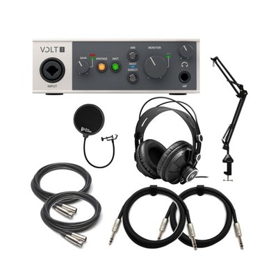 Universal Audio VOLT-1 USB Audio Interface with Headphones, Boom Arm Bundle