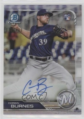 2019 Bowman Chrome Rookie Refractor 15/499 Corbin Burnes #CRA-CB Auto RC sc2