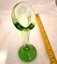 Vintage Green Swedish art Glass Bubble Vase