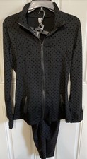 Lululemon 2 Pc. Black Polkadot Size 12 Yoga Outfit Zip Up