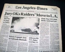 Best OAKLAND RAIDERS & Al Davis NFL Football Move L.A.1982 Los Angeles Newspaper