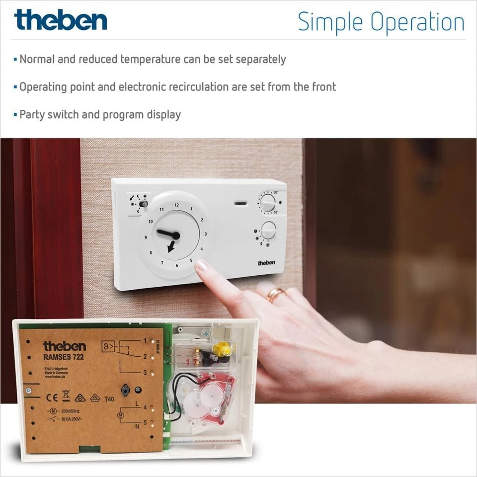 Theben Analoges Uhrenthermostat, Tages- Wochenprogramm, Snychronmotor, Netz - Bild 4 von 4