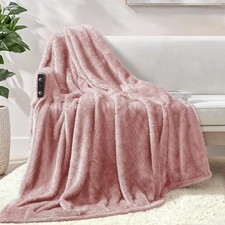 Plush Fuzzy Fleece Throw Blanket Extra Large, Super Soft, 50X70 IN Dusty Pink