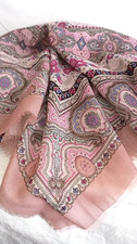 Vintage Tapestry Shawl Wrap Paisley Print Fringed Edges Women