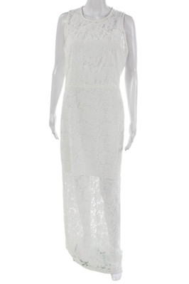Diane Von Furstenberg Womens Maxi Dress White Geometric Size 6