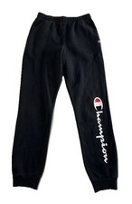 Champion Girl's Unisex Black Fleece Cotton Blend Jogger Sweatpants Kids Size L