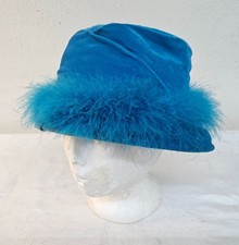Vintage Blue Felt Ladies Hat PRETTY